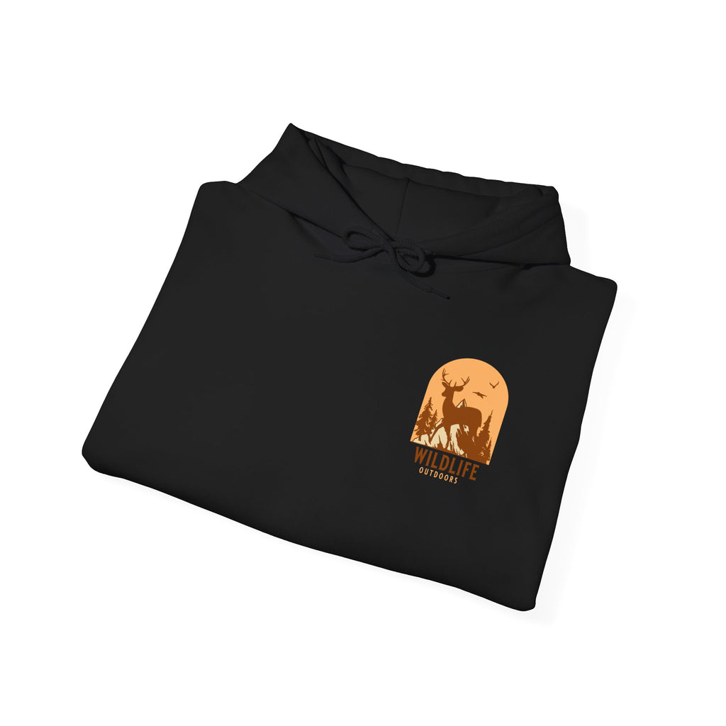 Wildlife Sunset Hoodie - Minimal Animal Silhouette Chest Graphic