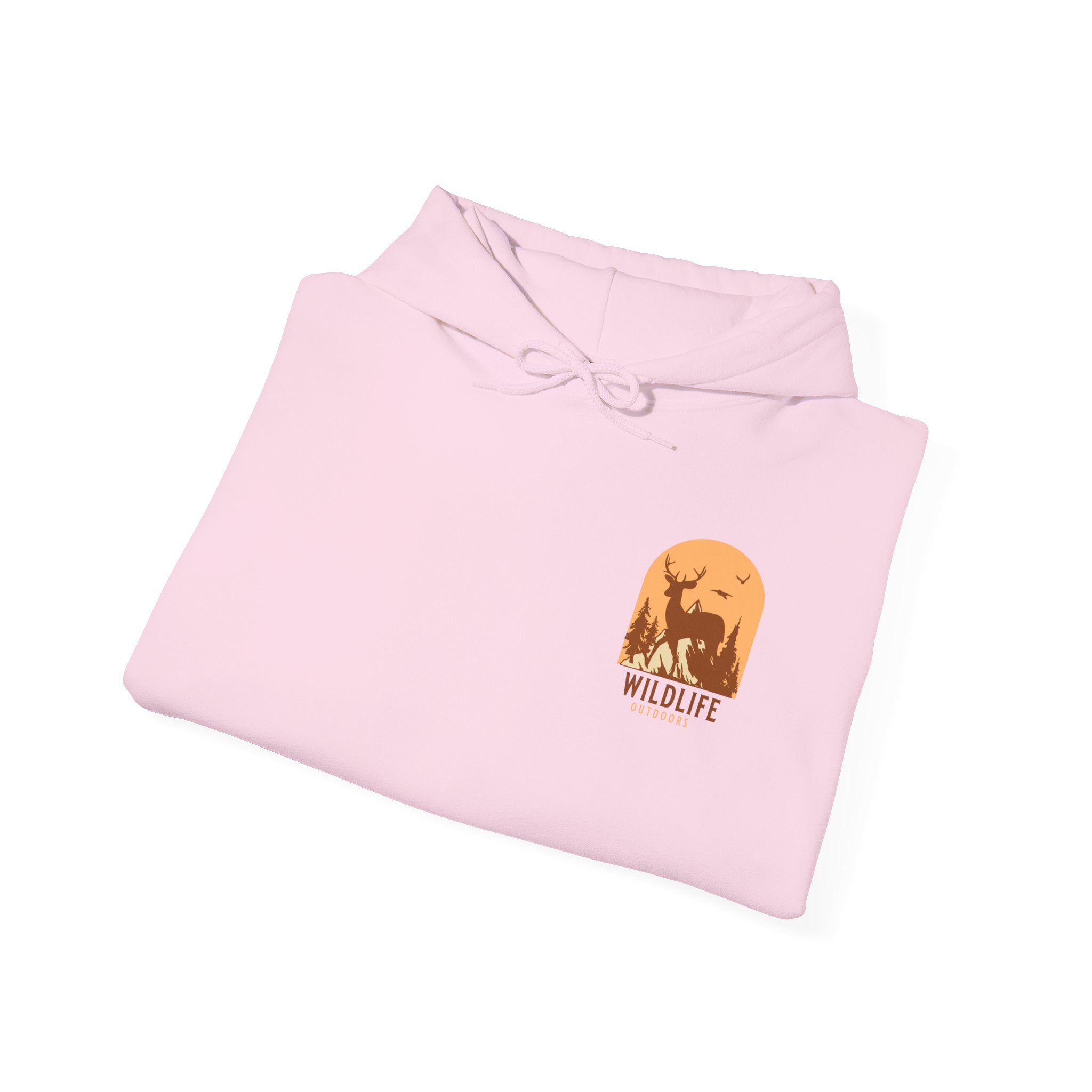 Adventure Hoodie – Echo Creek Wildlife & Mountain Sunset Graphic