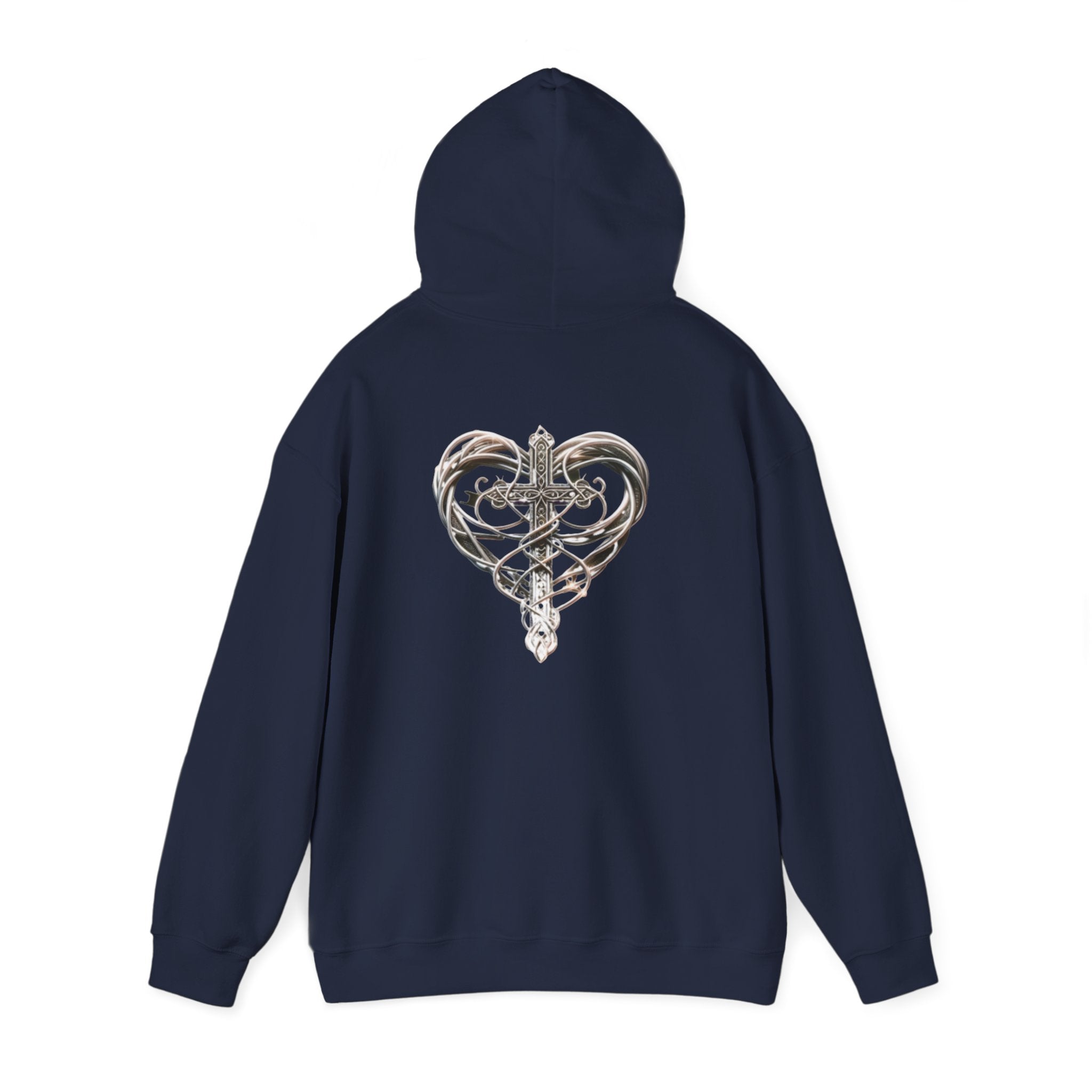 Heart Cross Floral Hoodie — Faith-Inspired Heart & Cross Graphic Pullover