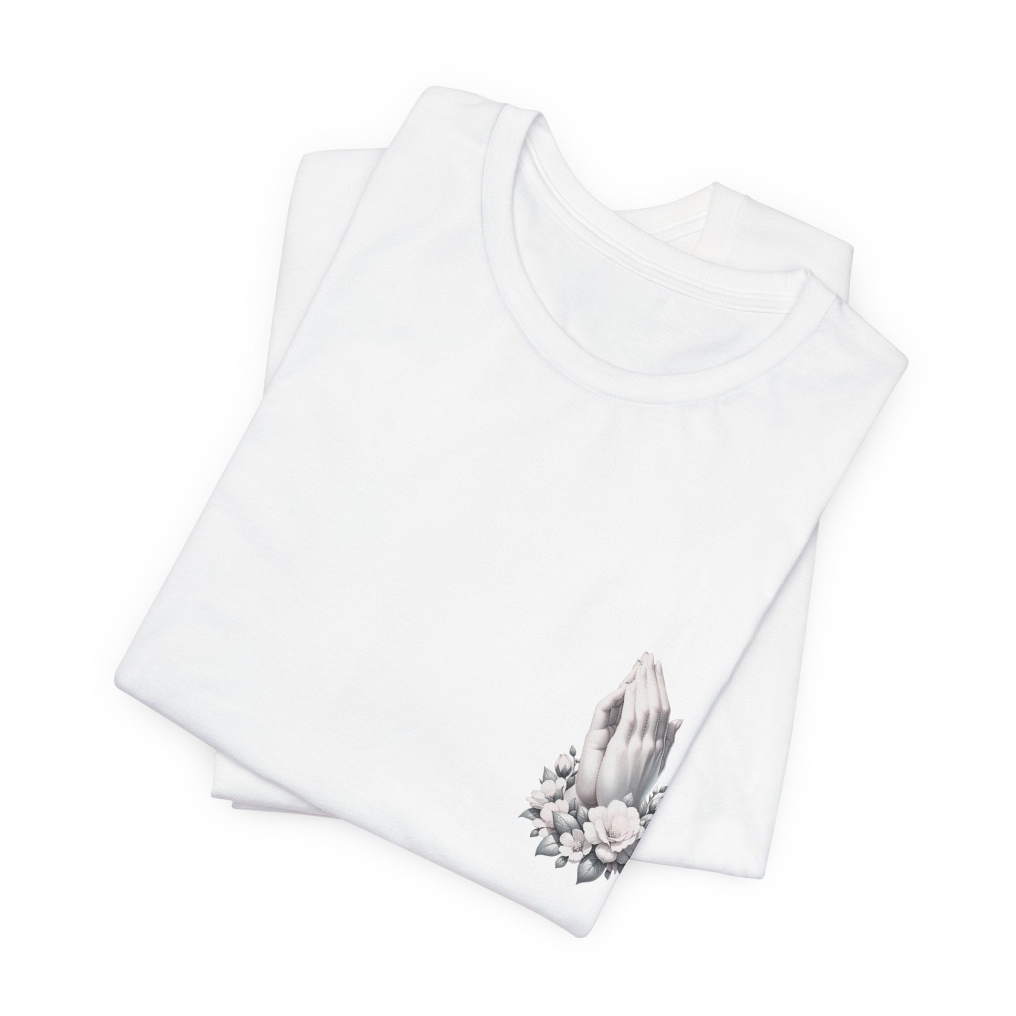 Prayer Hands Floral Pocket T-Shirt — Religious Faith Tee