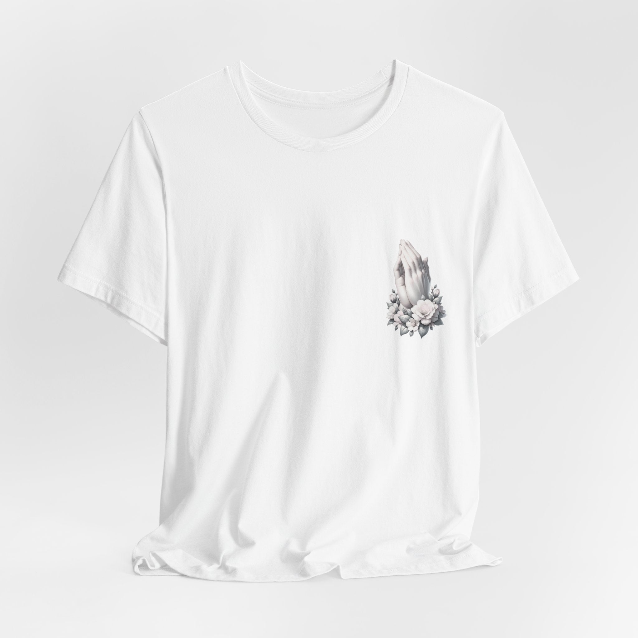 Prayer Hands Floral Pocket T-Shirt — Religious Faith Tee