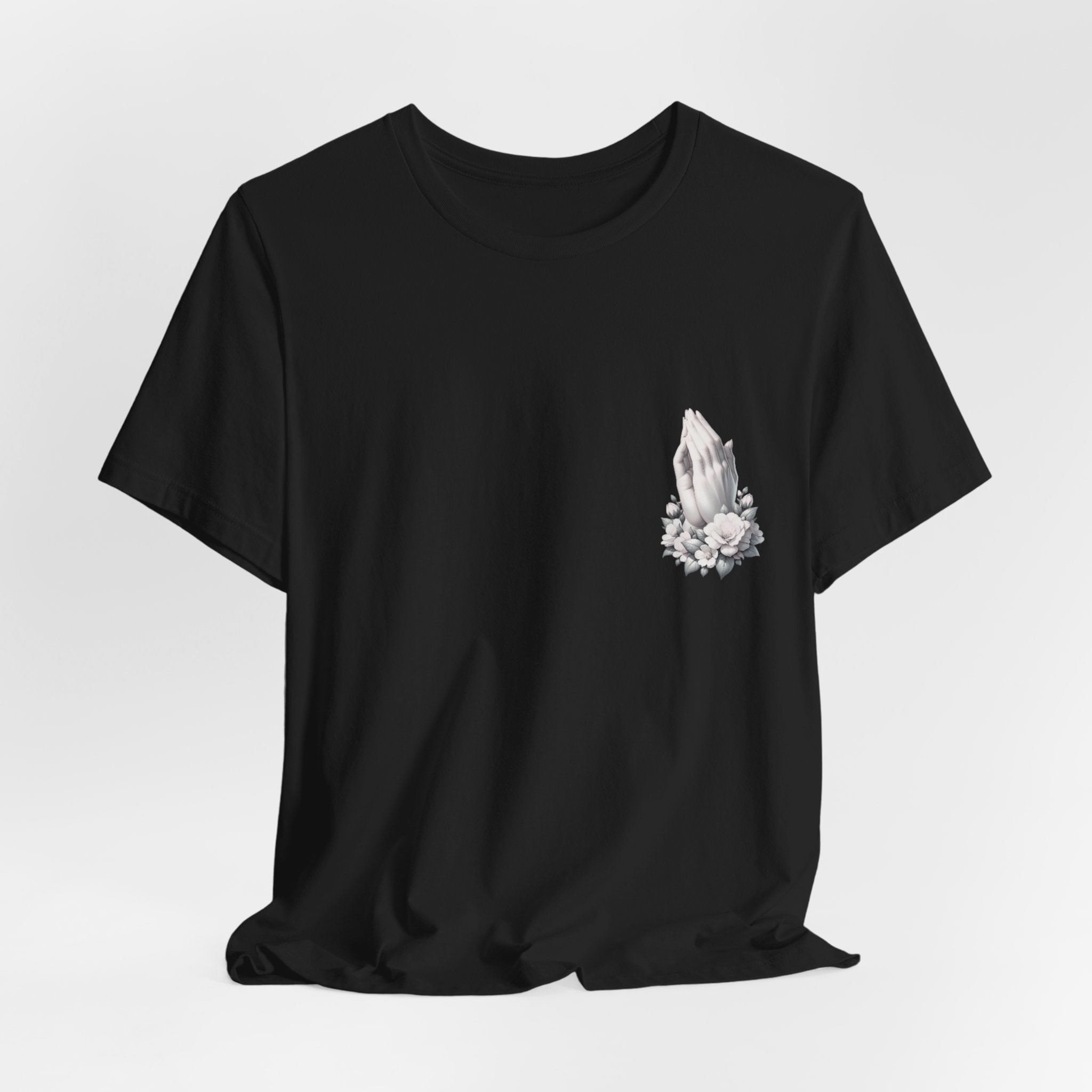 Prayer Hands Floral Pocket T-Shirt — Religious Faith Tee