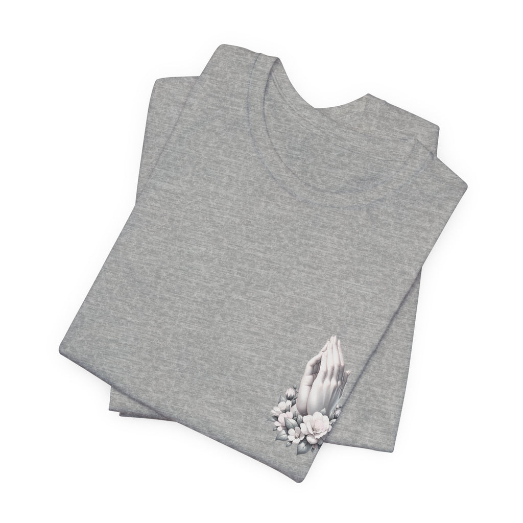Prayer Hands Floral Pocket T-Shirt — Religious Faith Tee