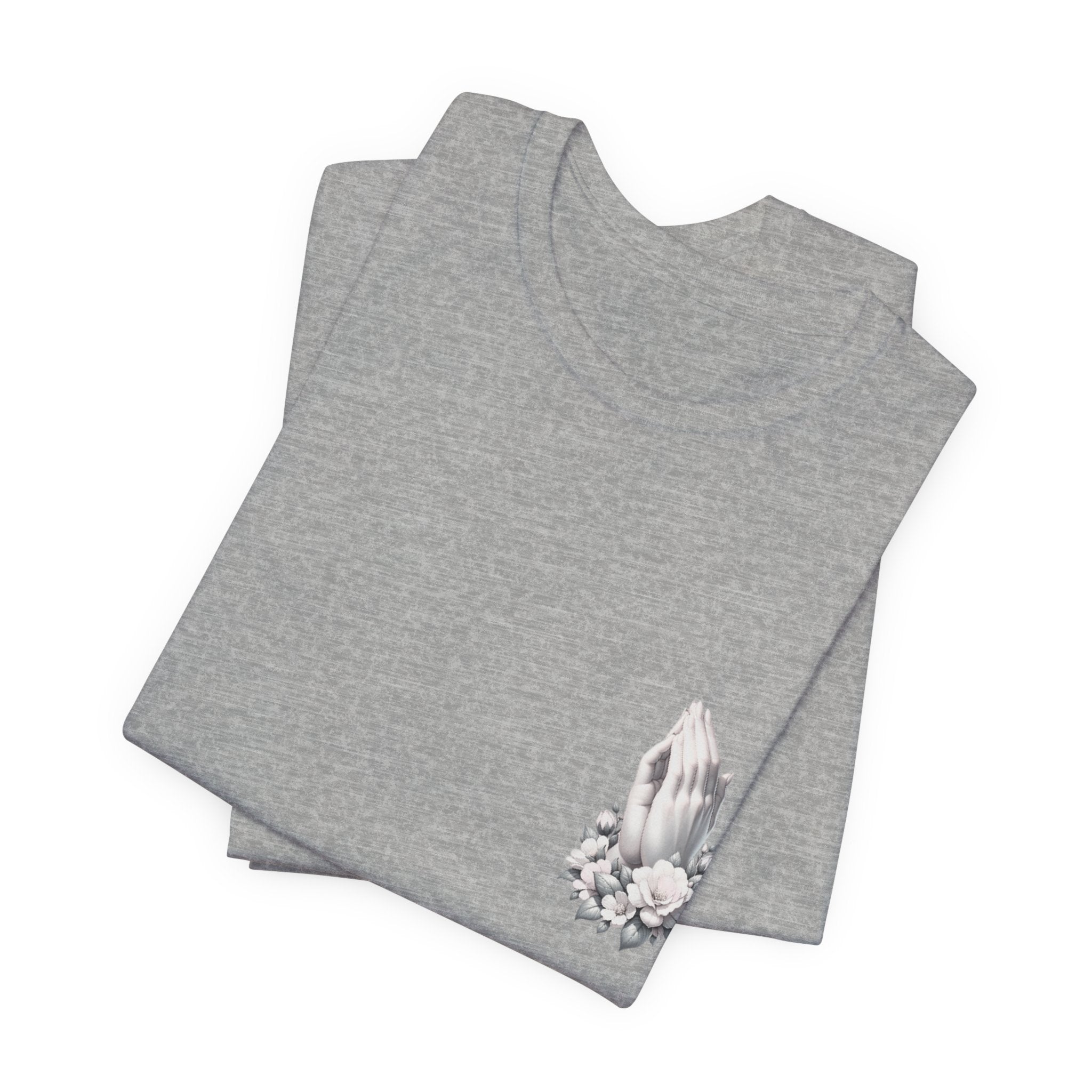 Prayer Hands Floral Pocket T-Shirt — Religious Faith Tee
