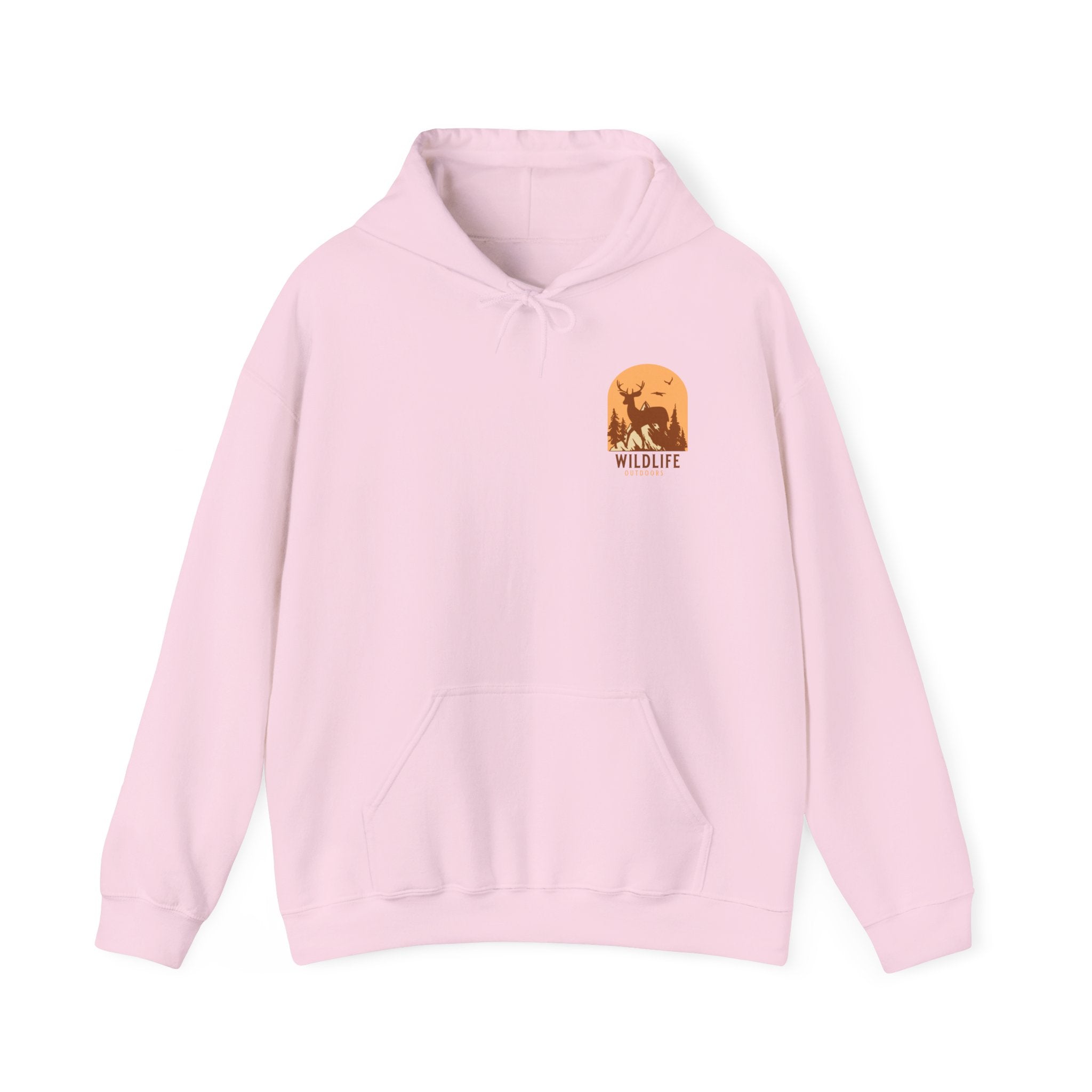 Adventure Hoodie – Echo Creek Wildlife & Mountain Sunset Graphic