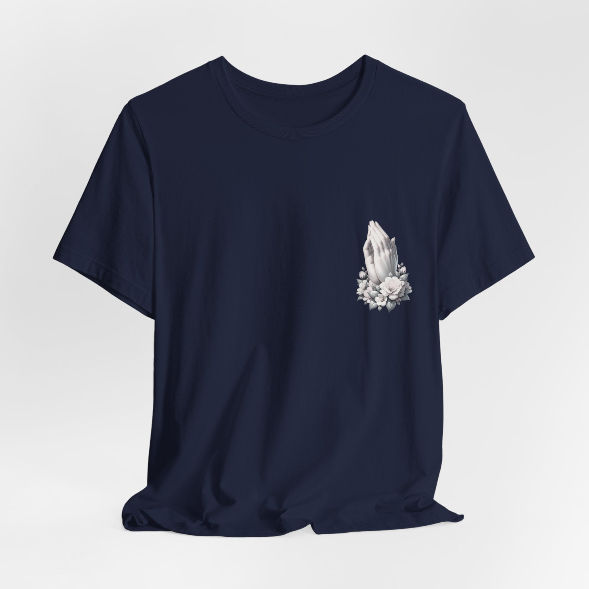 Prayer Hands Floral Pocket T-Shirt — Religious Faith Tee