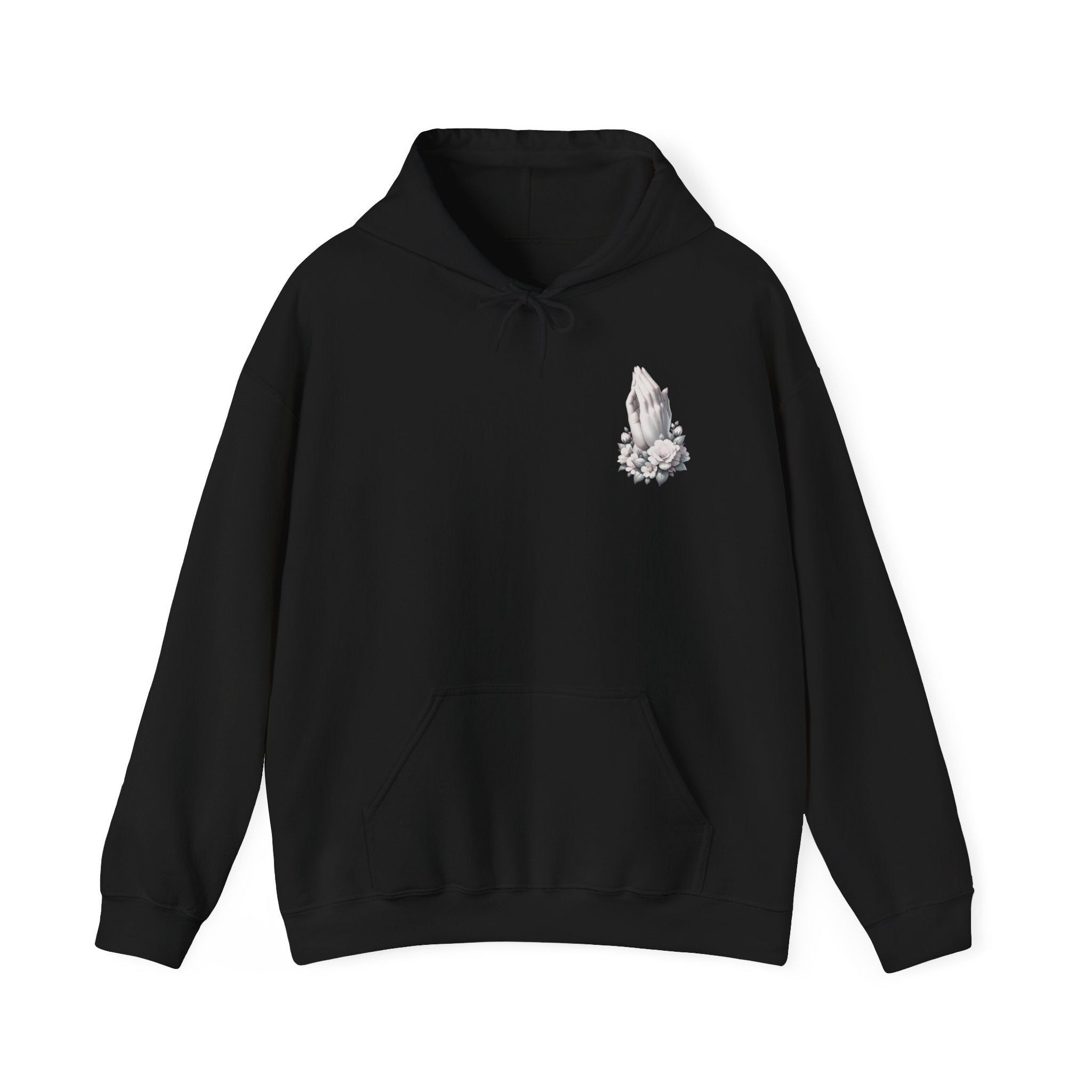 Heart Cross Floral Hoodie — Faith-Inspired Heart & Cross Graphic Pullover