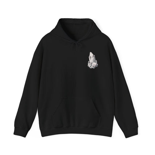 Heart Cross Floral Hoodie — Faith-Inspired Heart & Cross Graphic Pullover