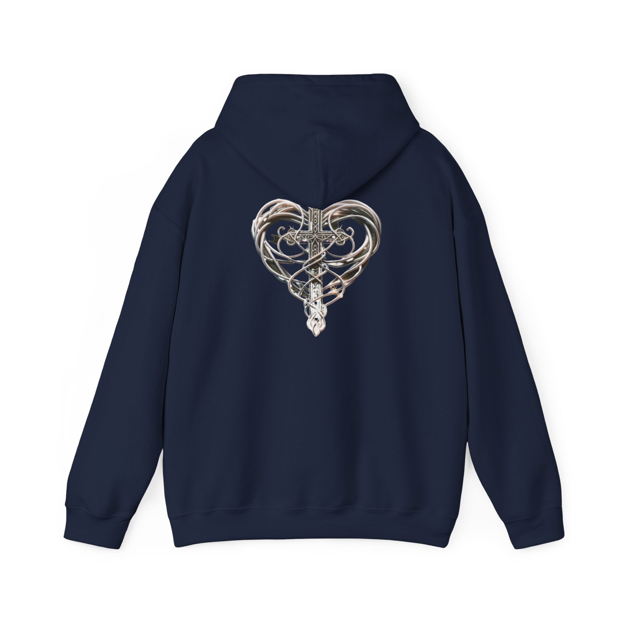 Heart Cross Floral Hoodie — Faith-Inspired Heart & Cross Graphic Pullover