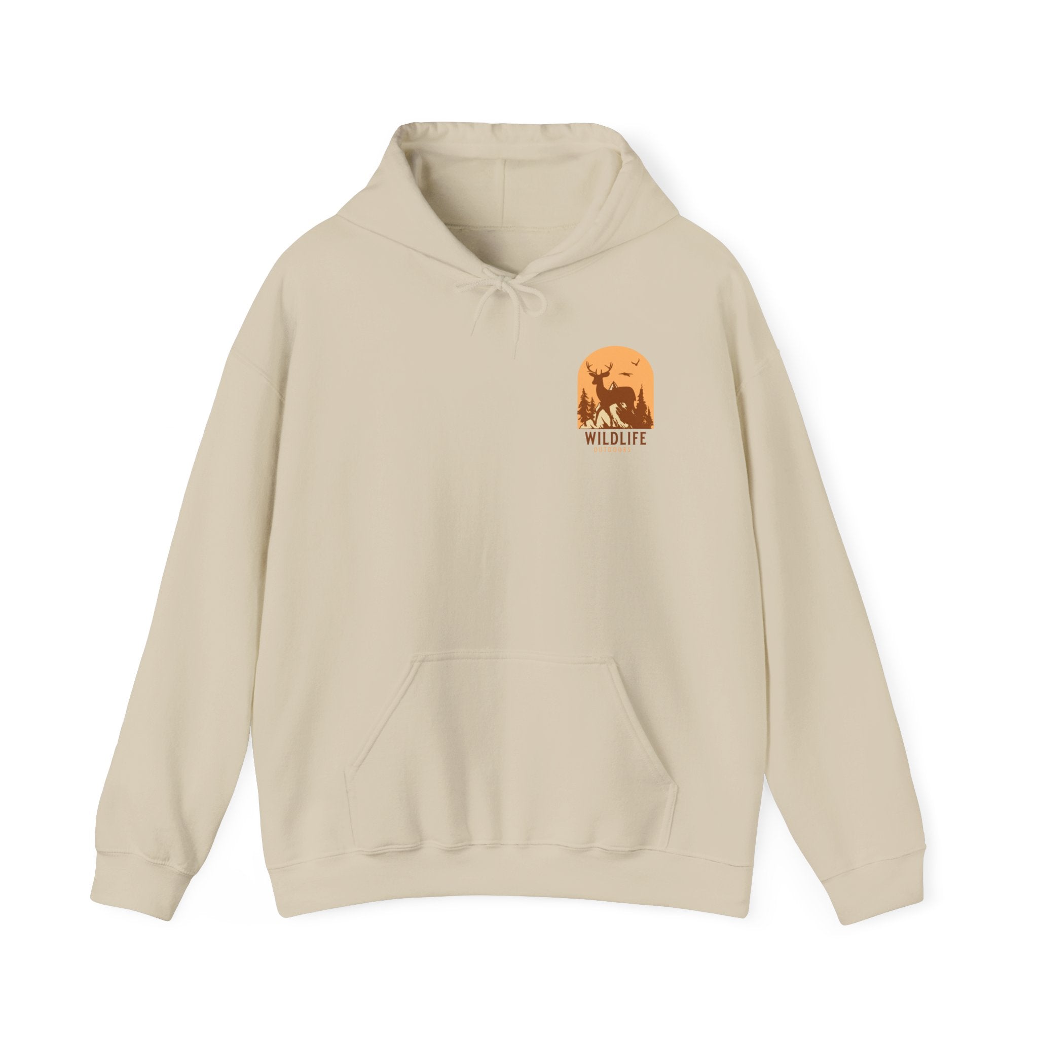 Wildlife Sunset Hoodie - Minimal Animal Silhouette Chest Graphic