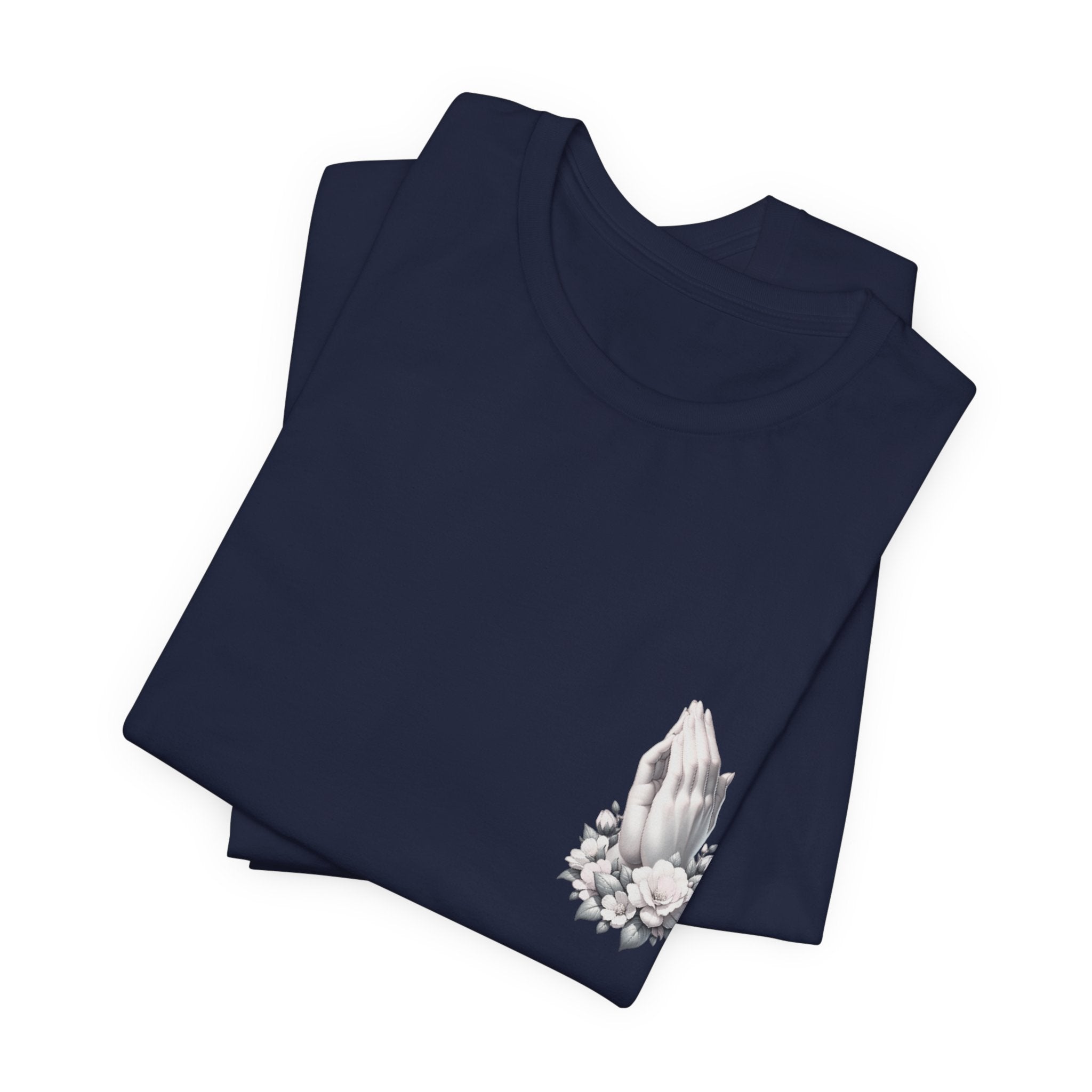 Prayer Hands Floral Pocket T-Shirt — Religious Faith Tee