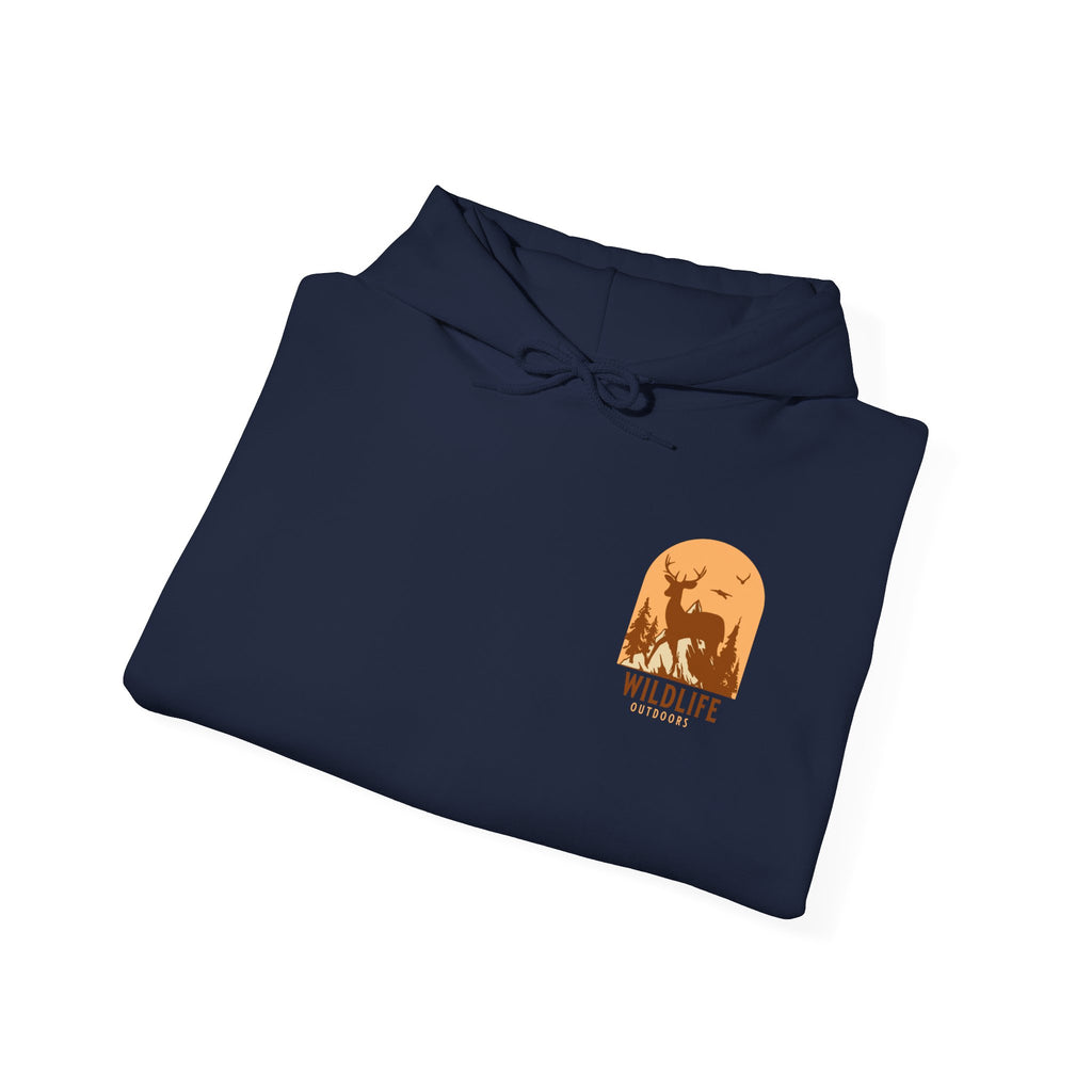 Wildlife Sunset Hoodie - Minimal Animal Silhouette Chest Graphic