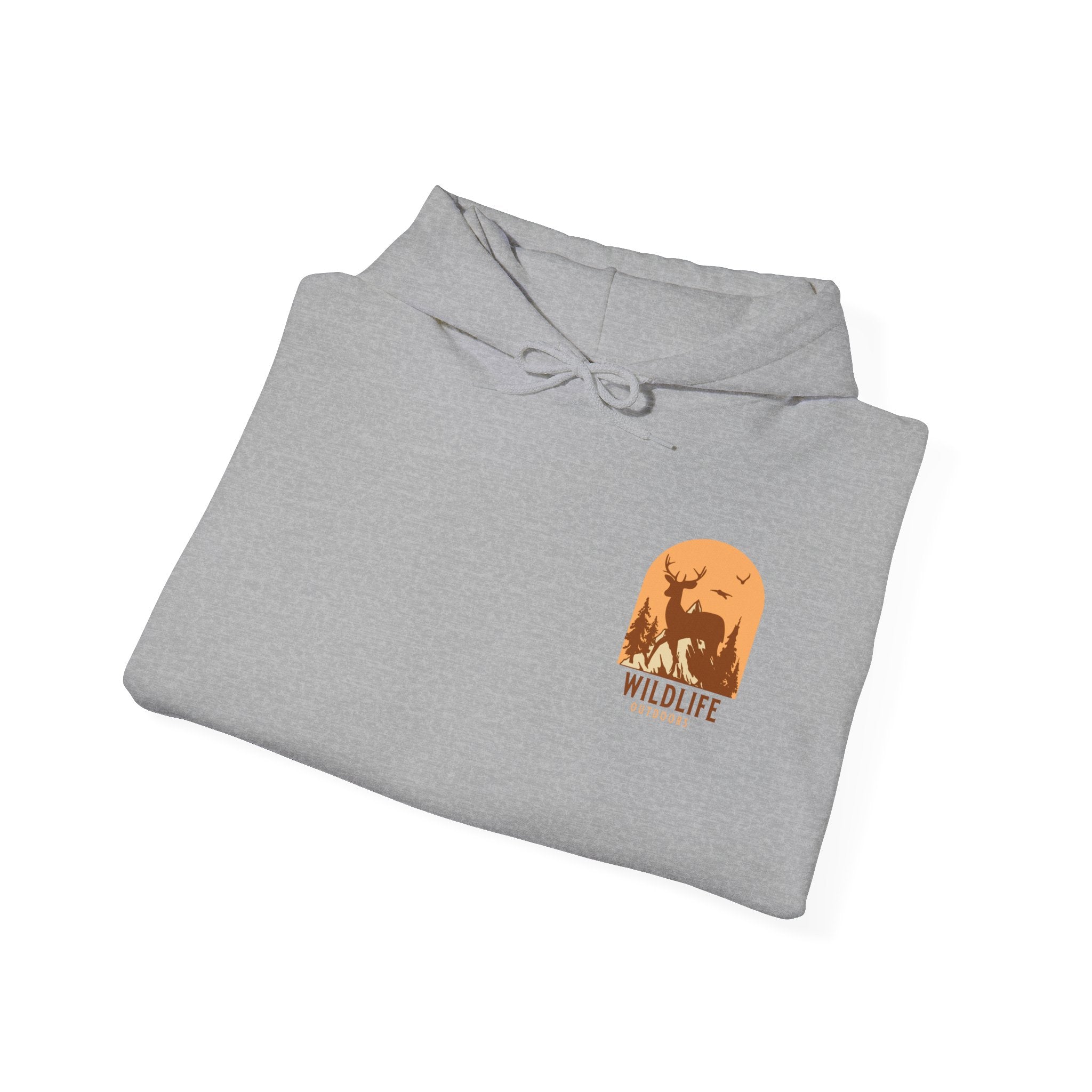 Adventure Hoodie – Echo Creek Wildlife & Mountain Sunset Graphic