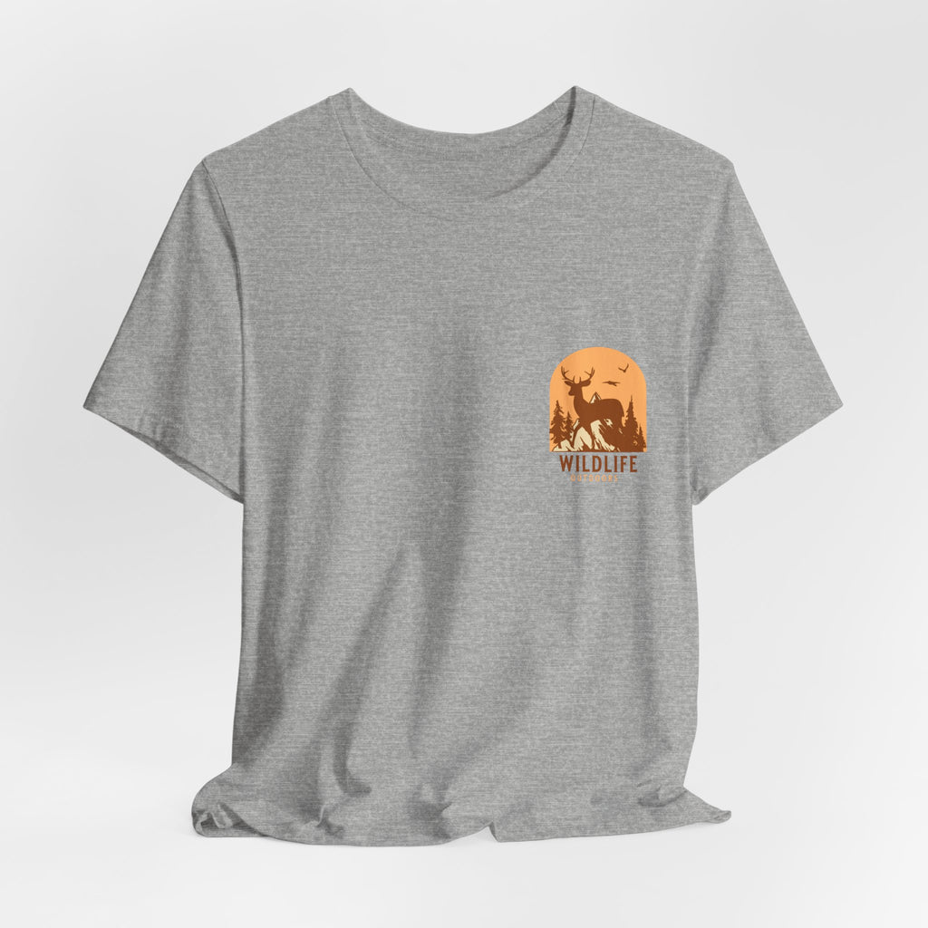 Wildlife Sunset Pocket Tee — Graphic Animal Nature T-Shirt