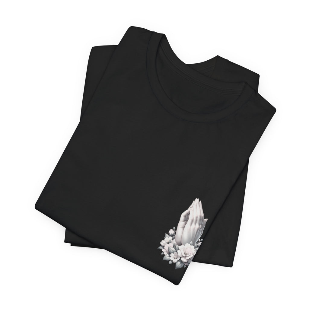 Prayer Hands Floral Pocket T-Shirt — Religious Faith Tee
