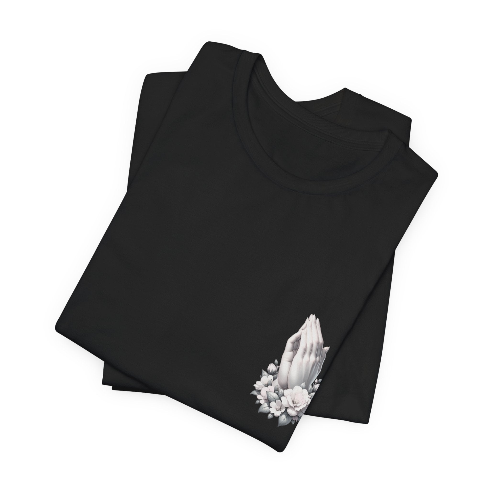 Prayer Hands Floral Pocket T-Shirt — Religious Faith Tee