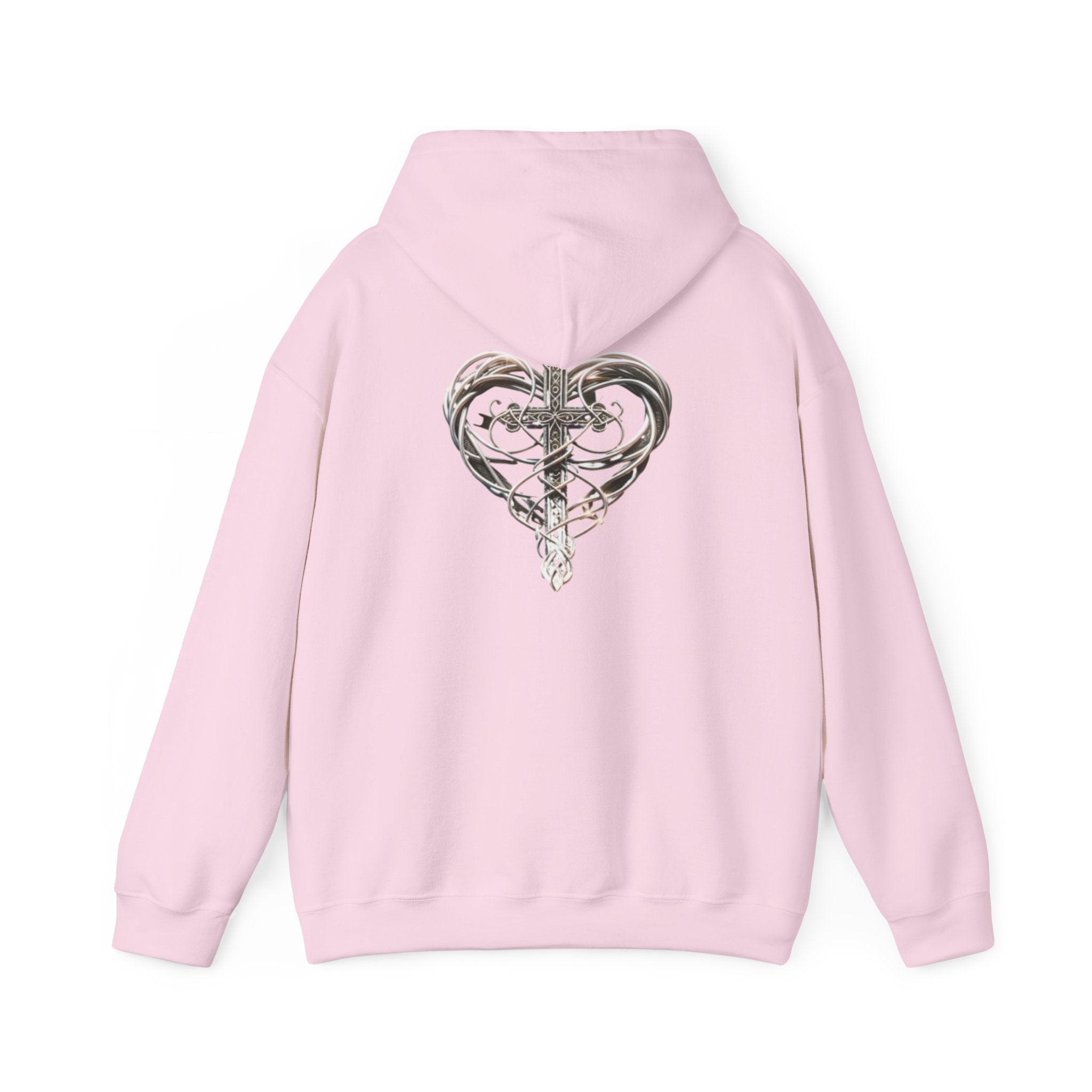 Heart Cross Floral Hoodie — Faith-Inspired Heart & Cross Graphic Pullover