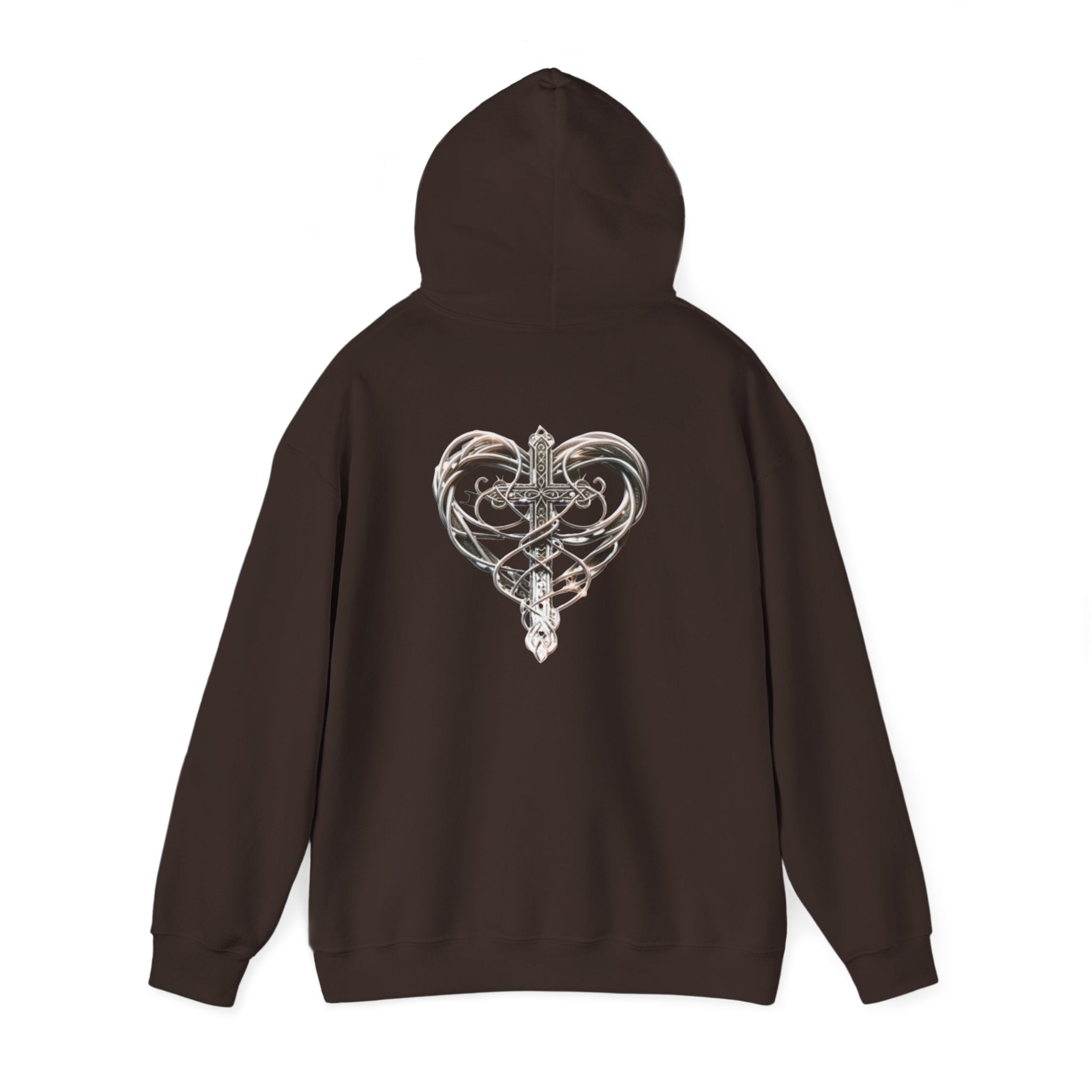 Heart Cross Floral Hoodie — Faith-Inspired Heart & Cross Graphic Pullover
